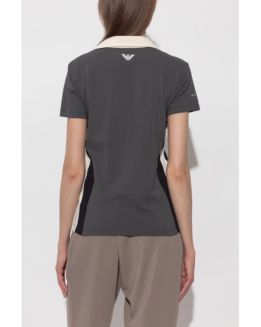 EA7 Gray Polo With Printed Logo