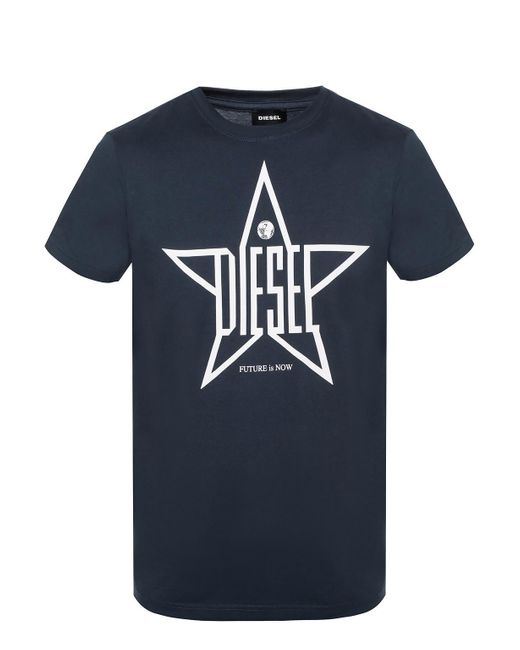 DIESEL Blue Logo-printed T-shirt for men