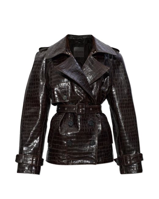 The Attico Black Leather Jacket With Belt
