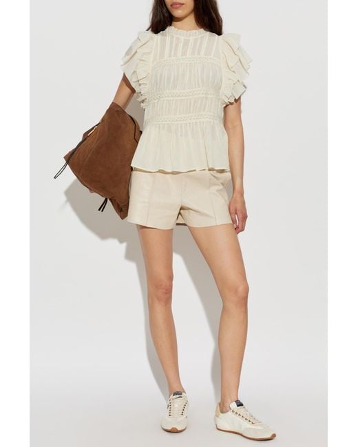 AllSaints Natural 'Fran' Leather Shorts