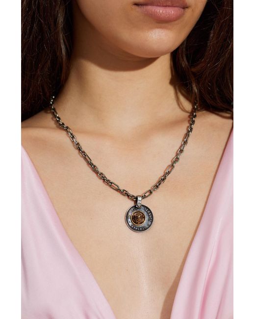 Versace Metallic Necklace With Pendant