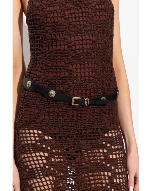 Etro Black Leather Belt With Appliqués