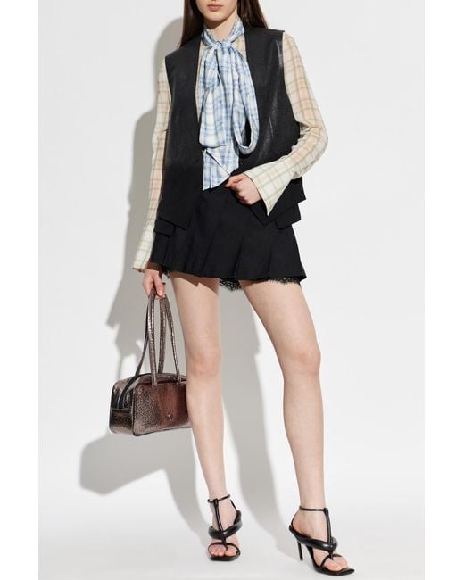 Acne Black Vest With A Glossy Effect