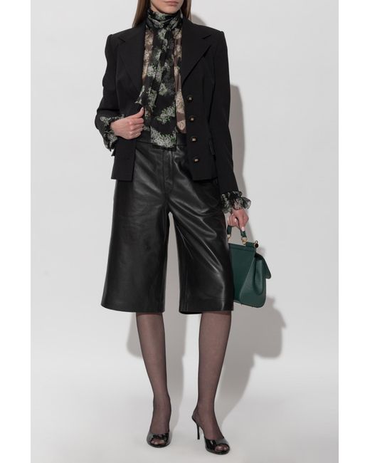 Dolce & Gabbana Black Silk Top With Floral Motif