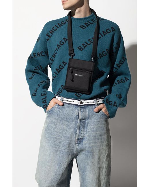 Balenciaga Leather 'explorer' Shoulder Bag in Black for Men | Lyst