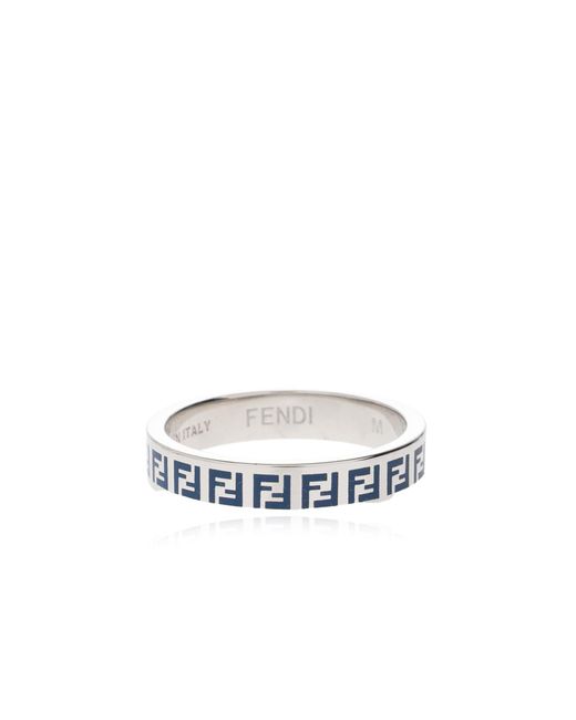 Fendi Black Ring With Logo for men