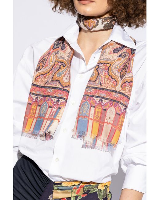 Etro Pink Scarf With Pattern