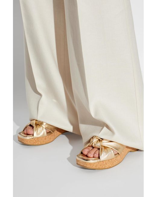 Jimmy Choo Metallic Platform Slides 'Avenue Wedge 50'
