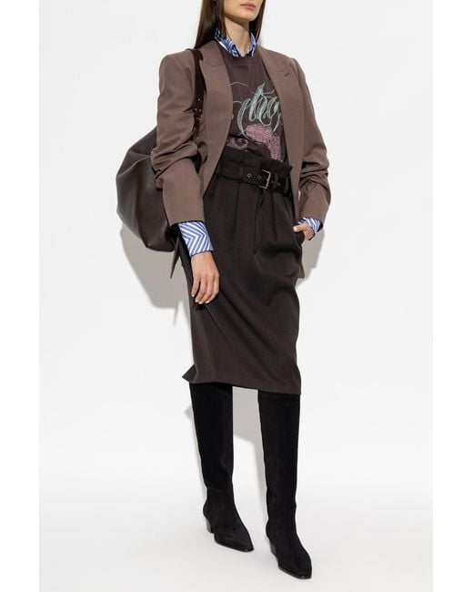 Etro Black Wool Skirt With Belt