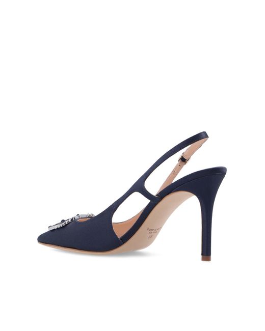 Kate Spade Satin 'buckle Up Sling' Pumps in Navy Blue (Blue) | Lyst