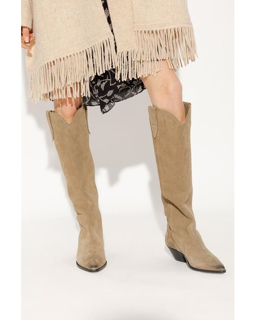 Isabel Marant Brown 'Denvee' Suede Cowboy Boots