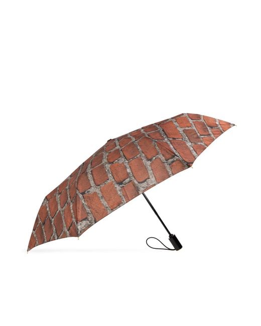 Moschino Brown Folding Umbrella With Print