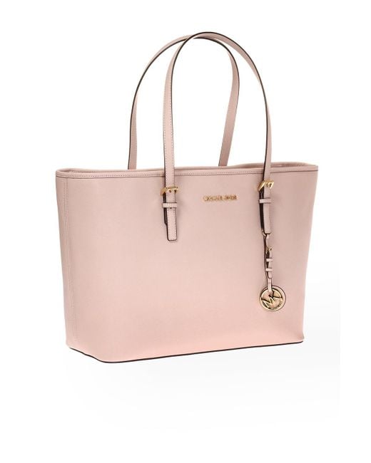 MICHAEL Michael Kors Jet Set Medium Saffiano Leather Top-zip Tote Bag in  Pink | Lyst