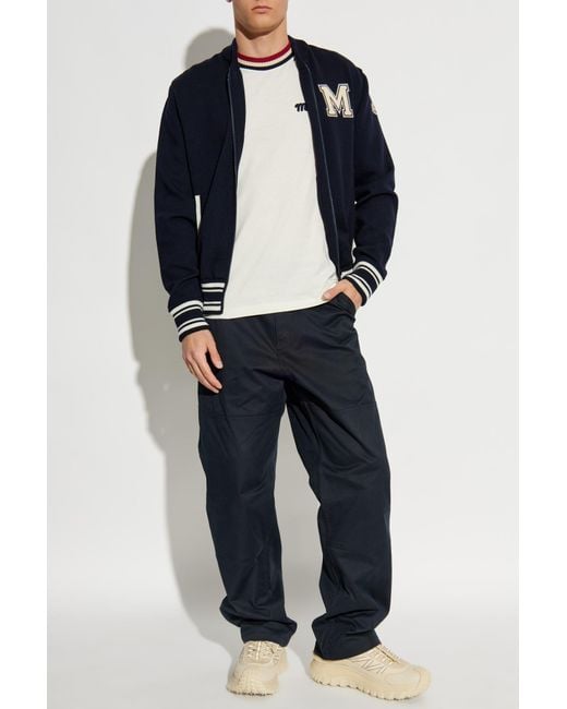 Moncler Blue Jacket With Logo for men