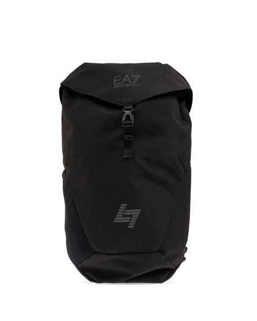 EA7 Black Backpack With Logo