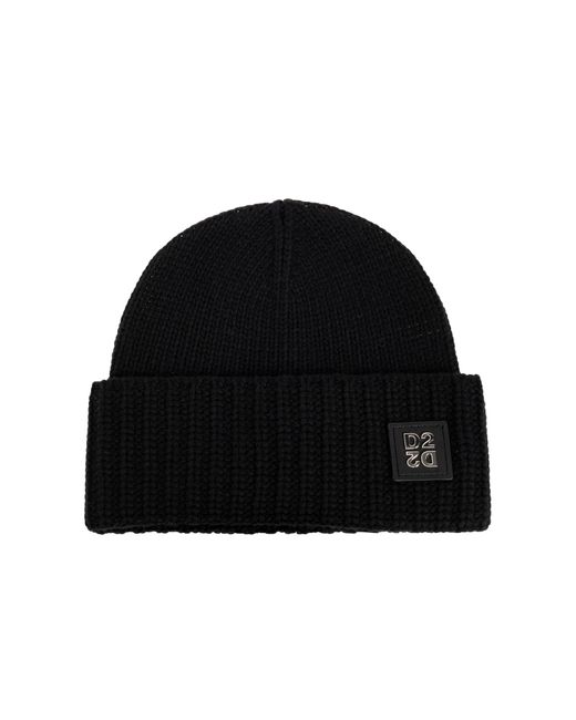 DSquared² Black Cap With Logo Patch for men