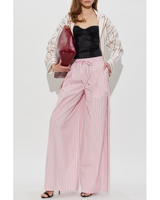 Dolce & Gabbana Pink Striped Pattern Trousers