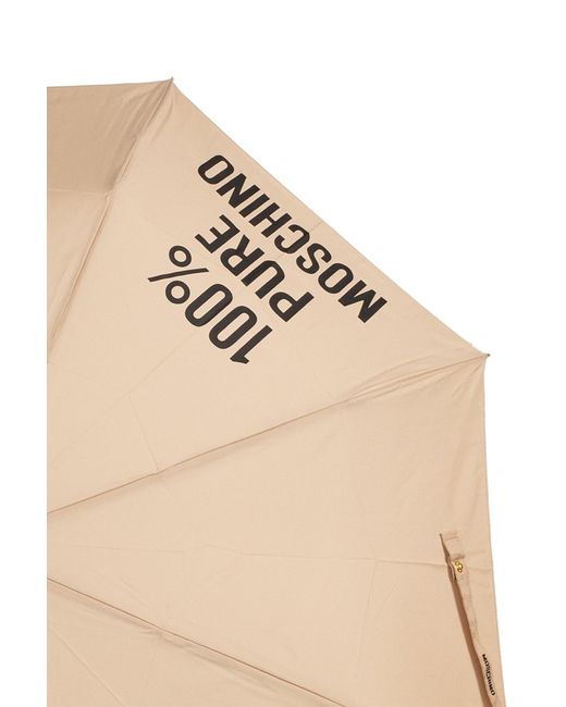 Moschino Natural Umbrella With Logo,