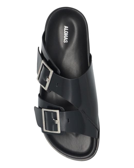 Alohas Black "Alba" Slides