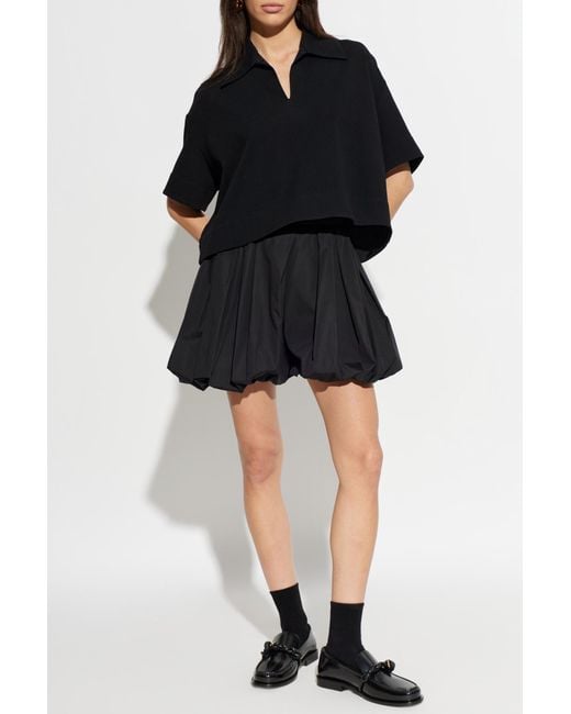 Jil Sander Black Loose-Fit Top With A Sweetheart Neckline