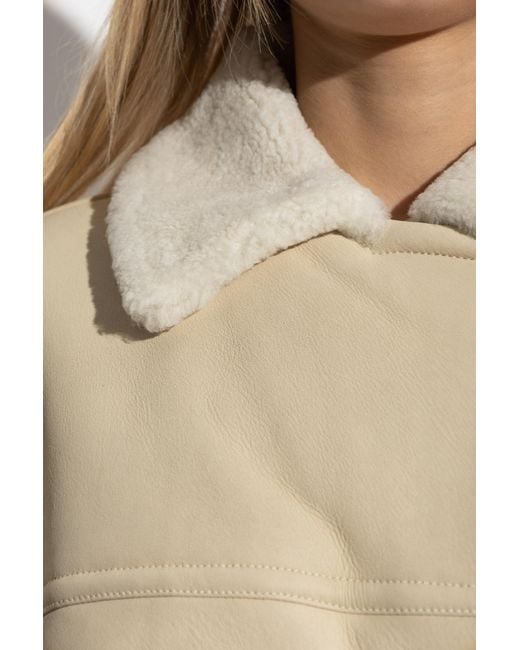 Jacquemus Natural Double-Breasted Shearling Coat