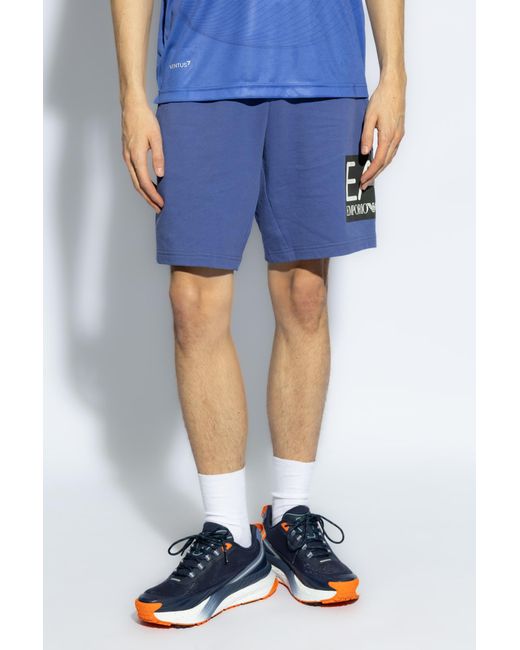 EA7 Blue Shorts With Logo, for men