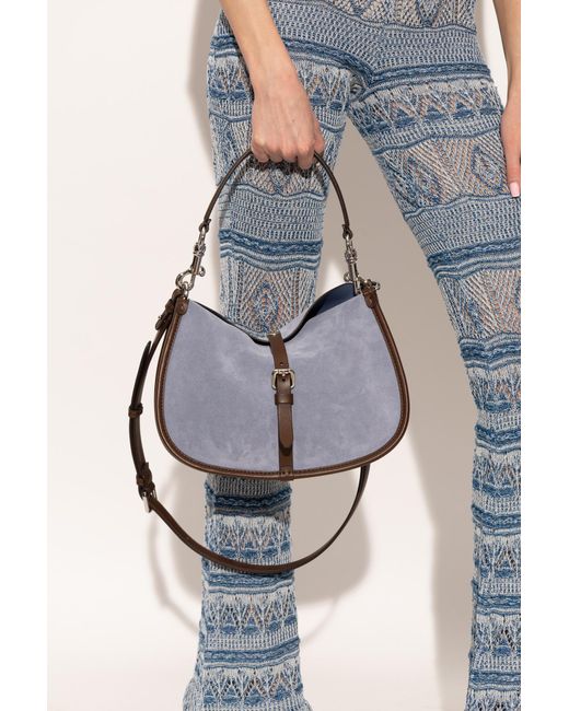 Etro Blue Suede Shoulder Bag