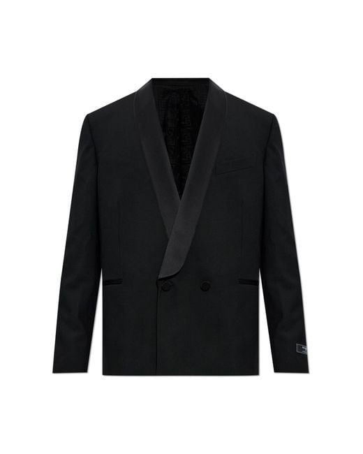 Balmain Black Wool Double-Breasted Blazer for men