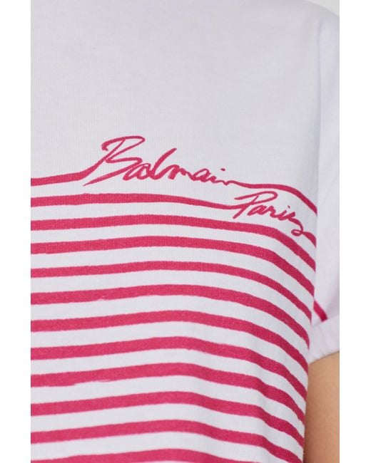Balmain Pink Top With A Striped Pattern