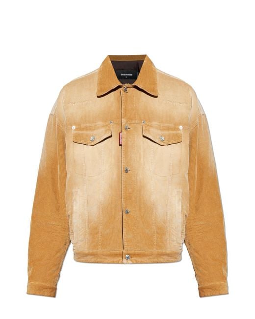 DSquared² Brown Corduroy Jacket With Logo for men