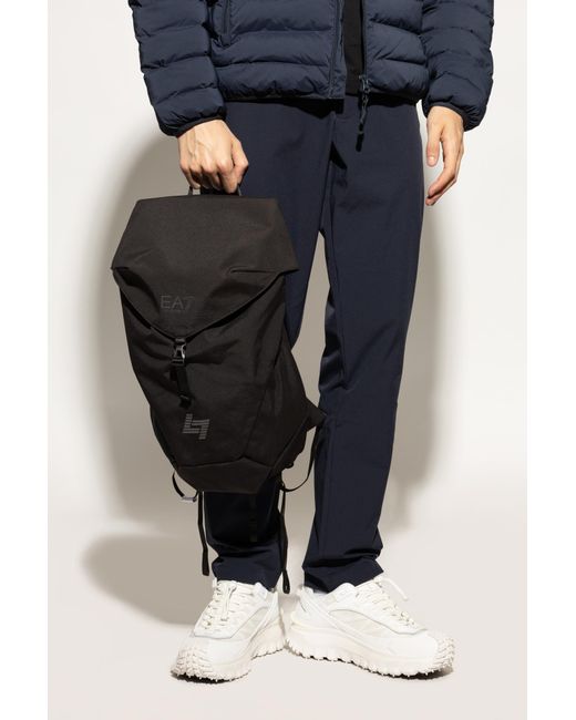 EA7 Black Backpack With Logo