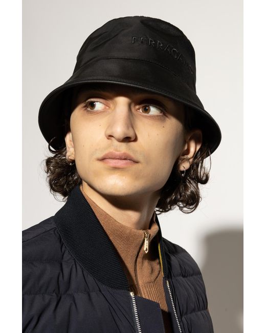Ferragamo Black Bucket Hat for men