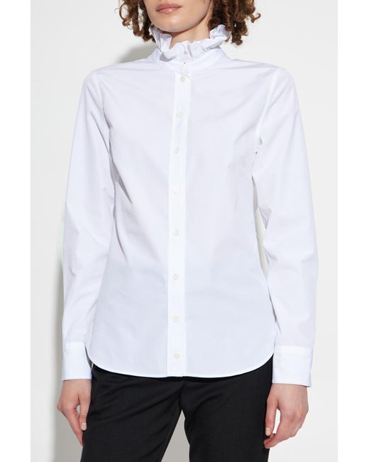 Alexander McQueen White Shirt With A Stand-Up Collar