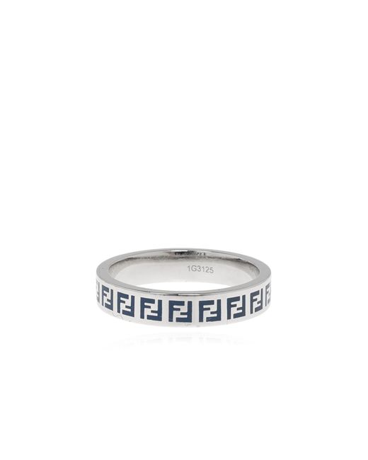 Fendi Black Ring With Logo for men