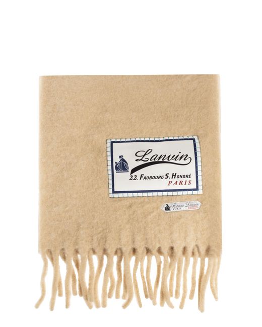 Lanvin White Wool Scarf With Logo