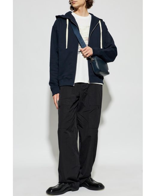 Jil Sander Blue Hoodie for men