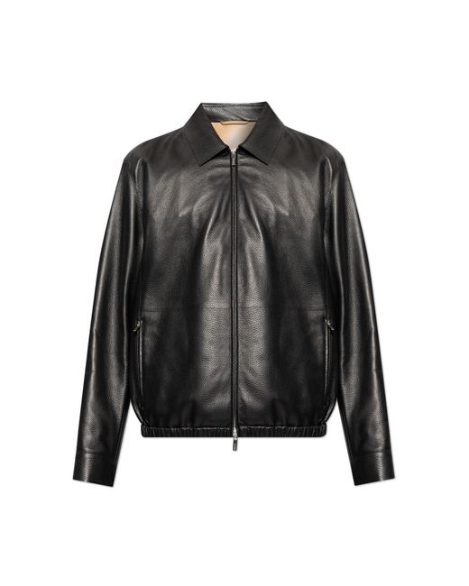 Ferragamo Black Leather Jacket for men
