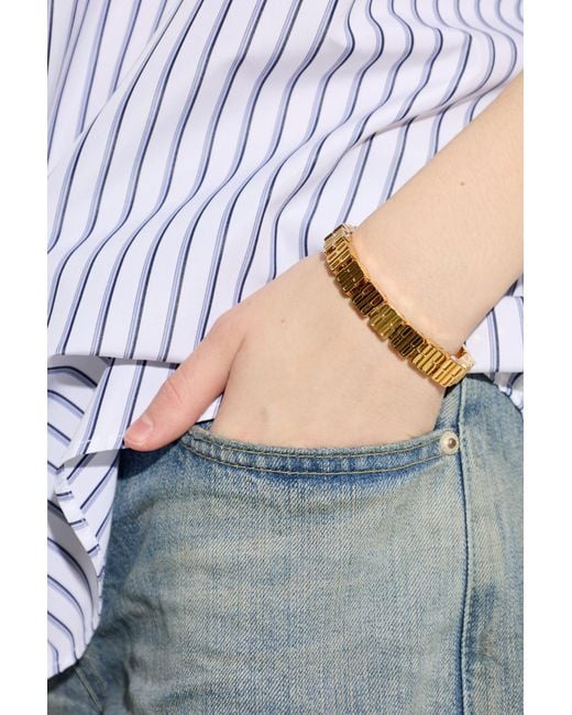 Balenciaga Metallic Brass Bracelet With Logo