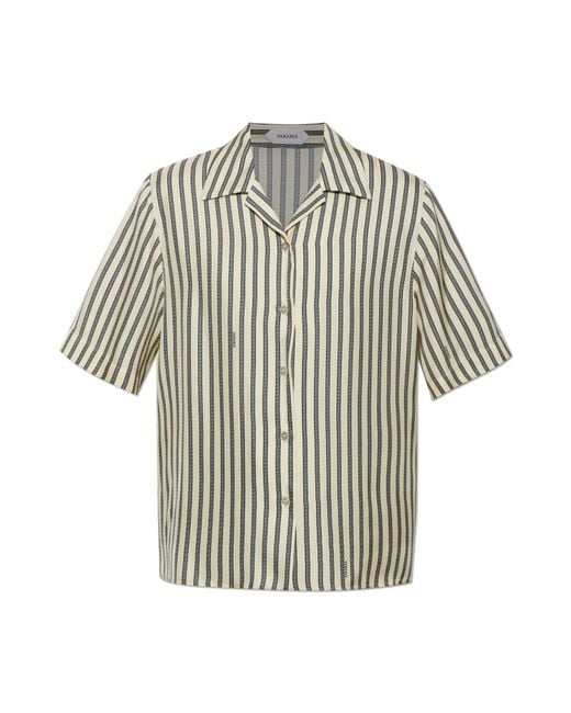 Versace Natural Silk Shirt With "The Meandros" Print