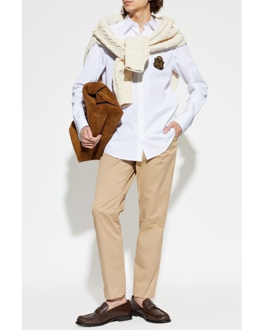 Dolce & Gabbana Natural Cotton Trousers With Tapered Legs for men