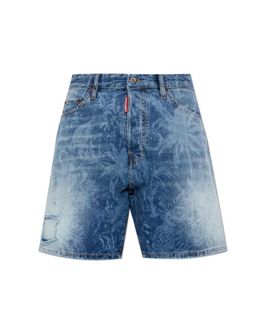DSquared² Blue 'Boxer' Denim Shorts for men