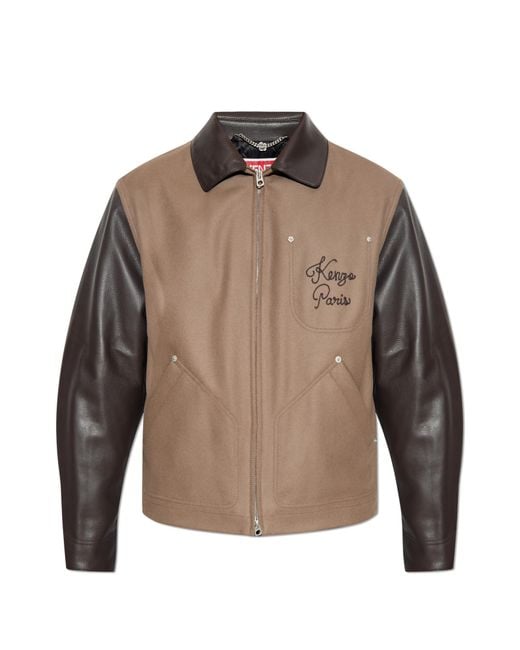 KENZO Brown Wool Jacket for men