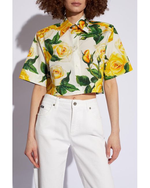 Dolce & Gabbana Yellow Shirt With Floral Motif,