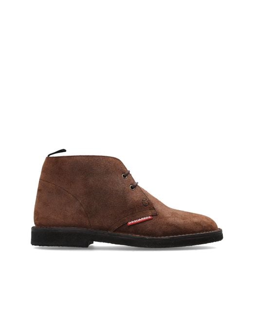 DSquared² Brown Suede Ankle Boots for men