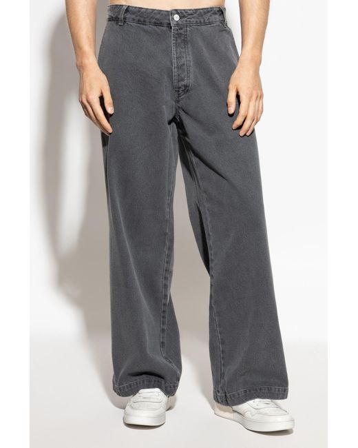 Officine Generale Gray Jeans With Logo for men