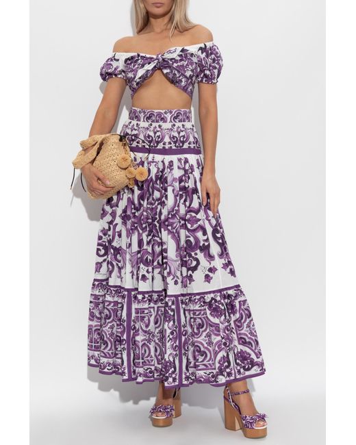 Dolce & Gabbana Purple Top With 'Majolica' Print