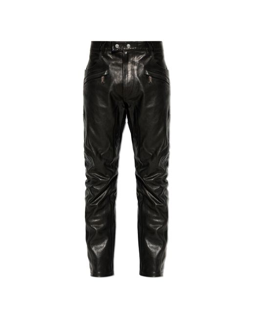 DSquared² Black Leather Trousers for men