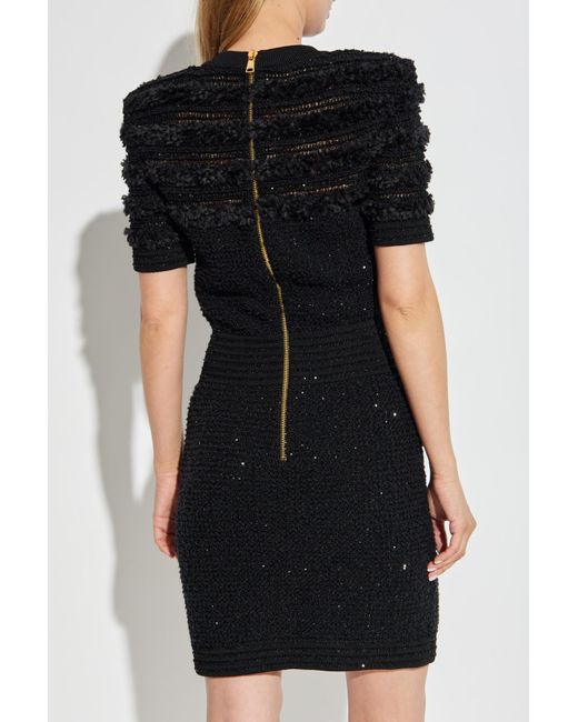 Balmain Black Dress With Shimmering Sequins