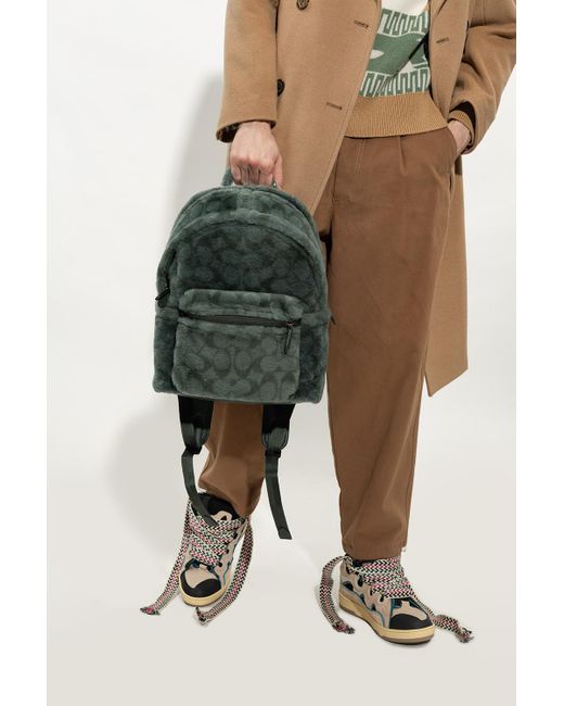 COACH Fur 'charter' Shearling Backpack in Green for Men Lyst
