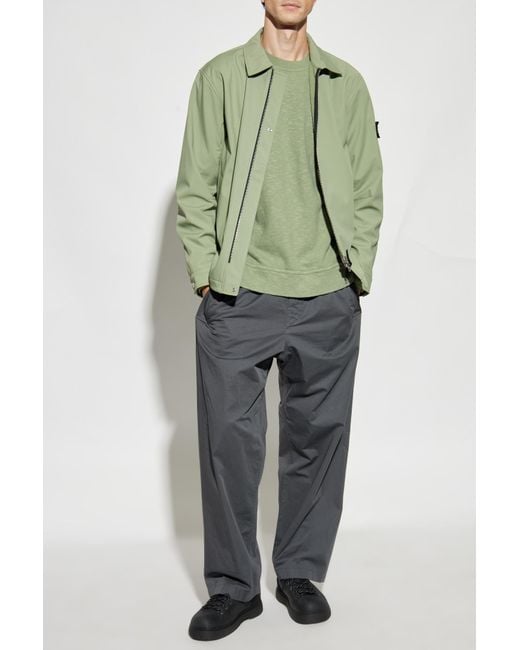 Stone Island Green Jacket With Logo Patch for men